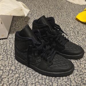 Black Quilted High-Top Sneakers